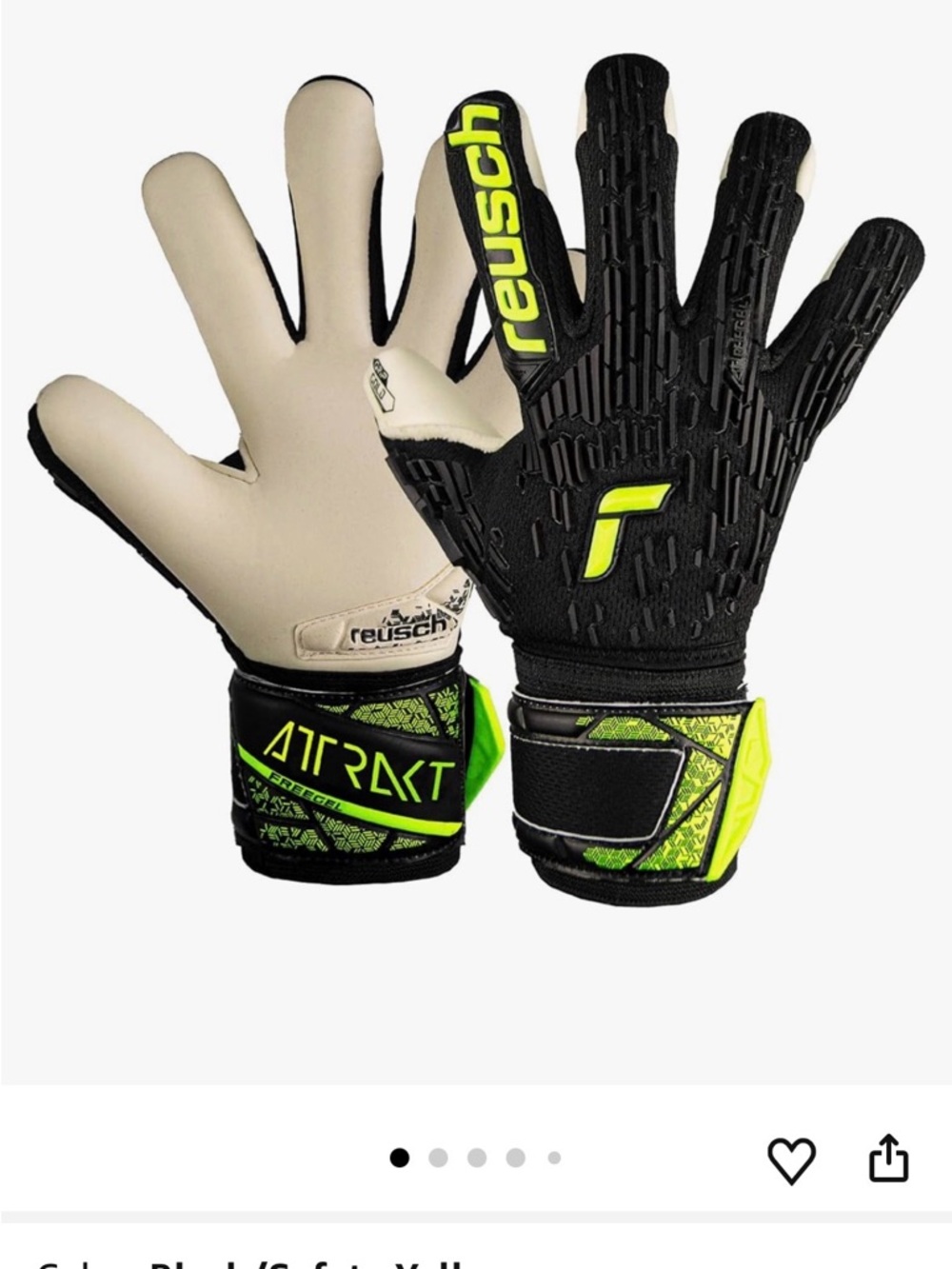 Reusch Attract Goalkeeper Gloves in Black & Neon Yellow Junior